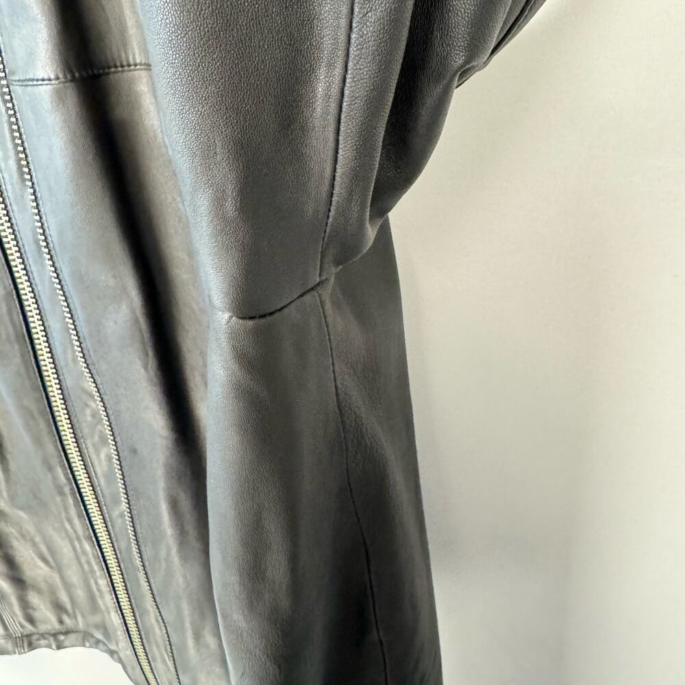 Murano Sport Black Soft Lamb Leather Moto Double Zip Knit Cuffs Jacket Sz XL - Picture 5 of 16